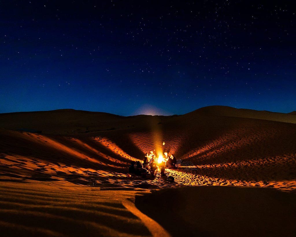 at Desert at Night in Merzouga
